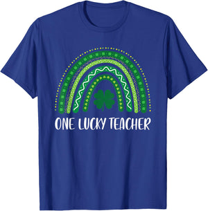 One Lucky Teacher Rainbow St Patrick’s Day Appreciation T-Shirt - T-Shirt | Royal