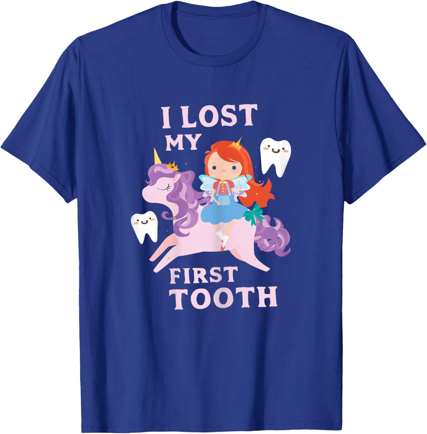 I Lost My First Tooth Shirt Baby Teeth Out Fairy Unicorn T-Shirt - T-Shirt | Royal