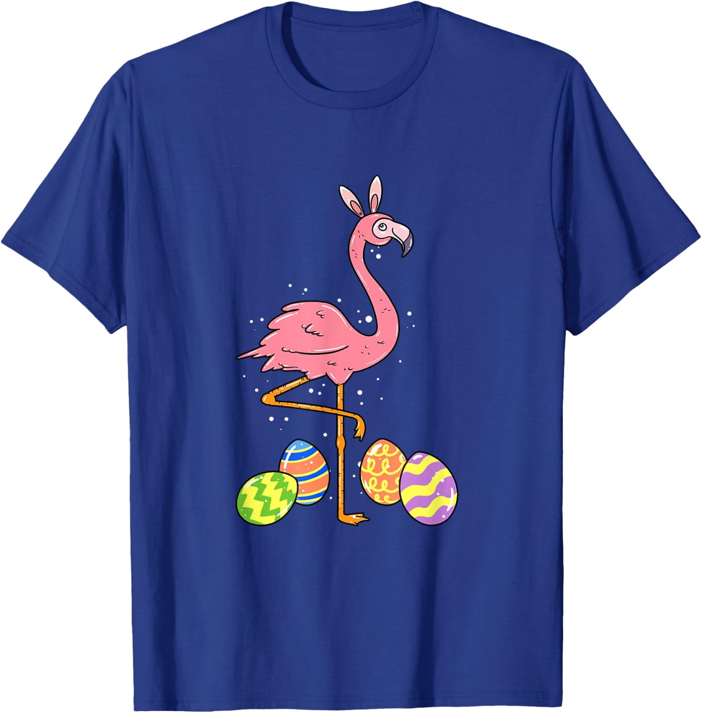 Easter Flamingo Easter Bunny Egg Basket Funny Easter T-Shirt - T-Shirt | Royal
