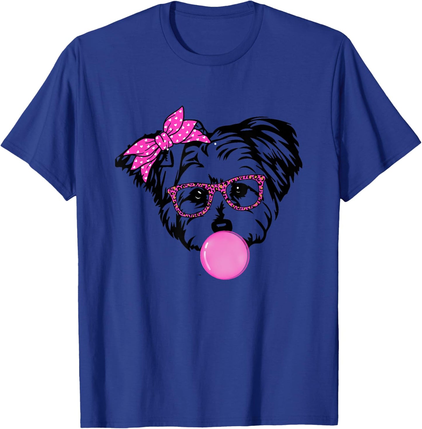 Morkie dog Mom with bubble gum bandana glasses T-Shirt - T-Shirt | Royal