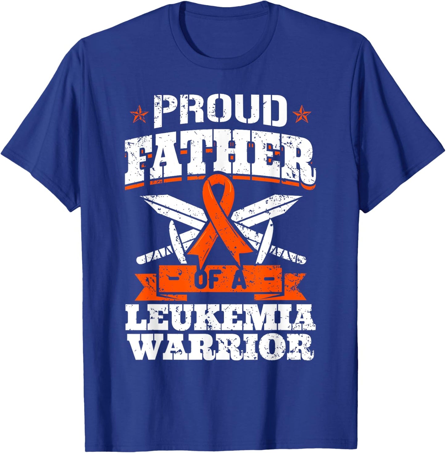 Proud Father Of A Leukemia Warrior Dad Awareness Ribbon T-Shirt - T-Shirt | Royal