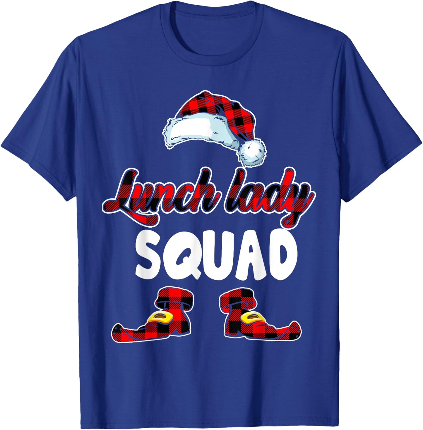 Lunch Lady Squad Santa Elf Red Plaid Christmas Pajama T-Shirt - T-Shirt | Royal