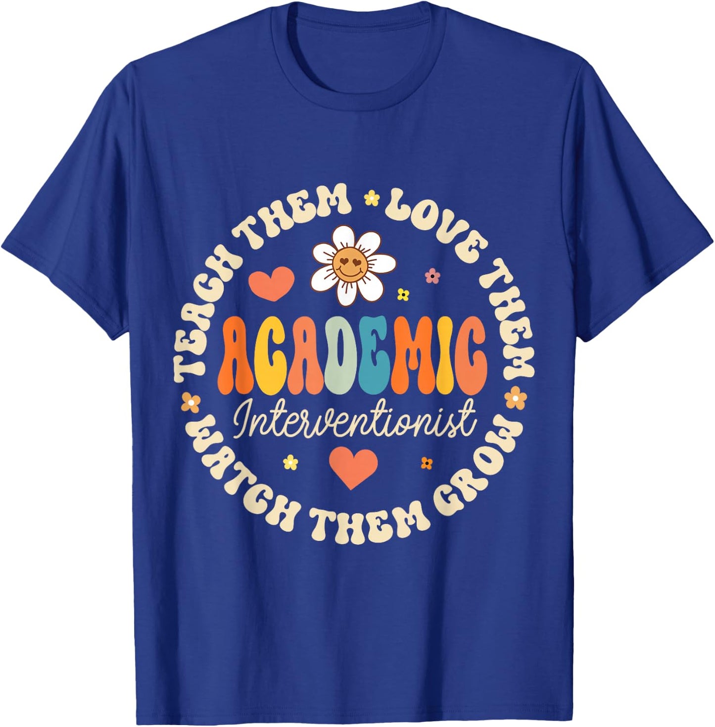 Academic Interventionist Reading Math Title One Teacher Crew T-Shirt - T-Shirt | Royal