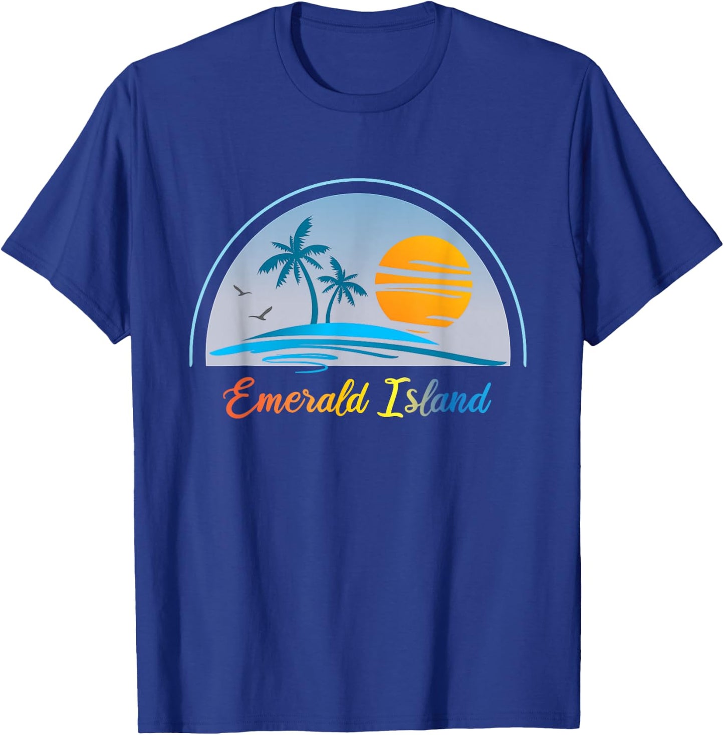 Emerald Island NC North Carolina Souvenir Palm Tree Surfer T-Shirt - T-Shirt | Royal