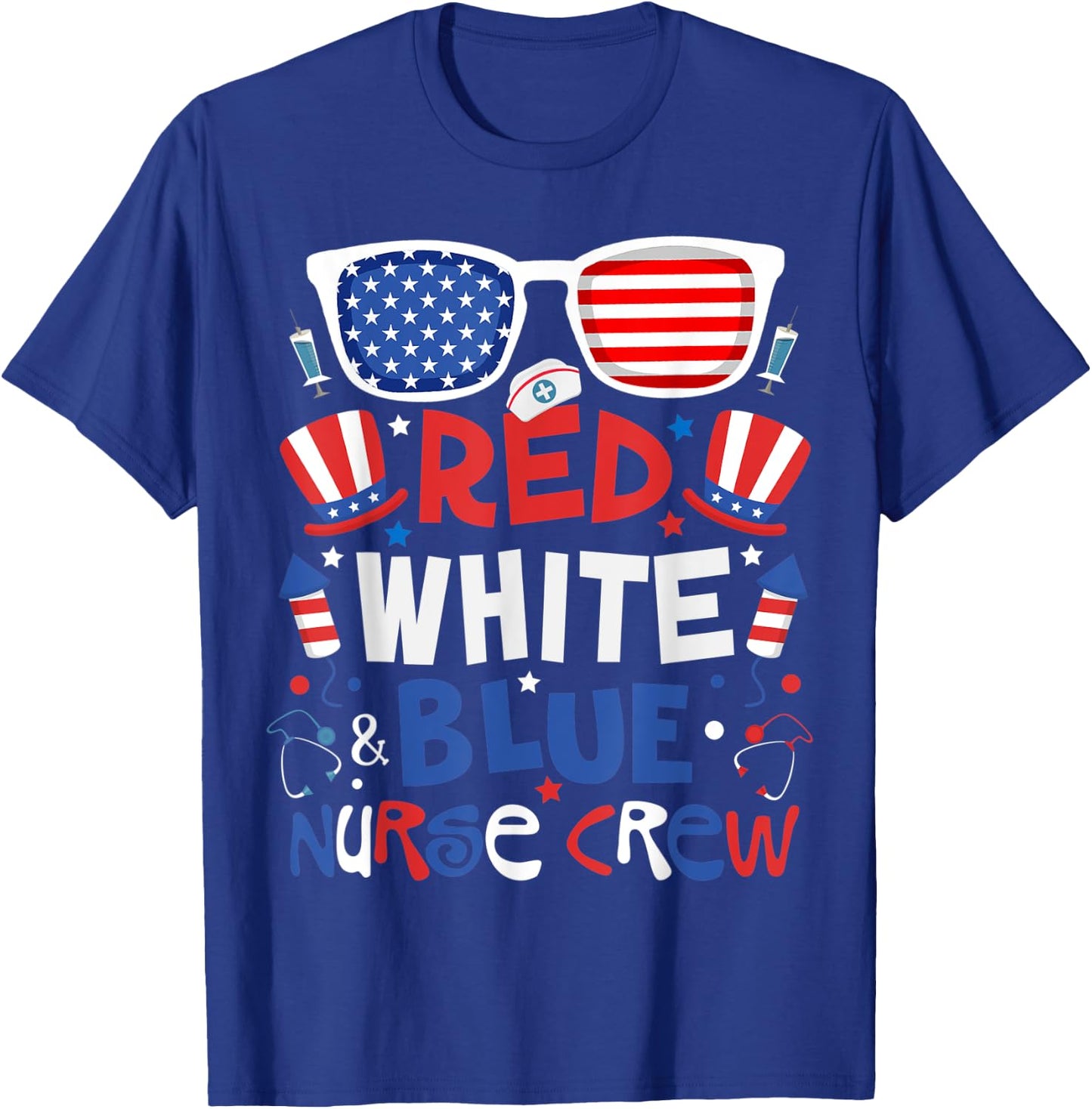 4th Of July Nurse Crew Scrub Tops Patriotic Nurses Matching Kids Men T-Shirt - T-Shirt | Royal
