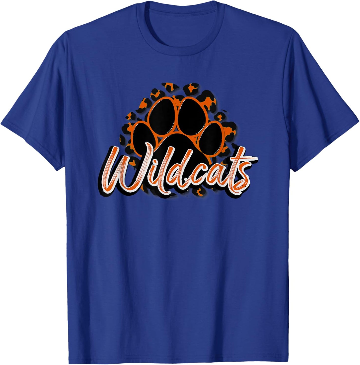 Wildcats Orange Black Cheetah School Sports Fan Team Spirit T-Shirt - T-Shirt | Royal