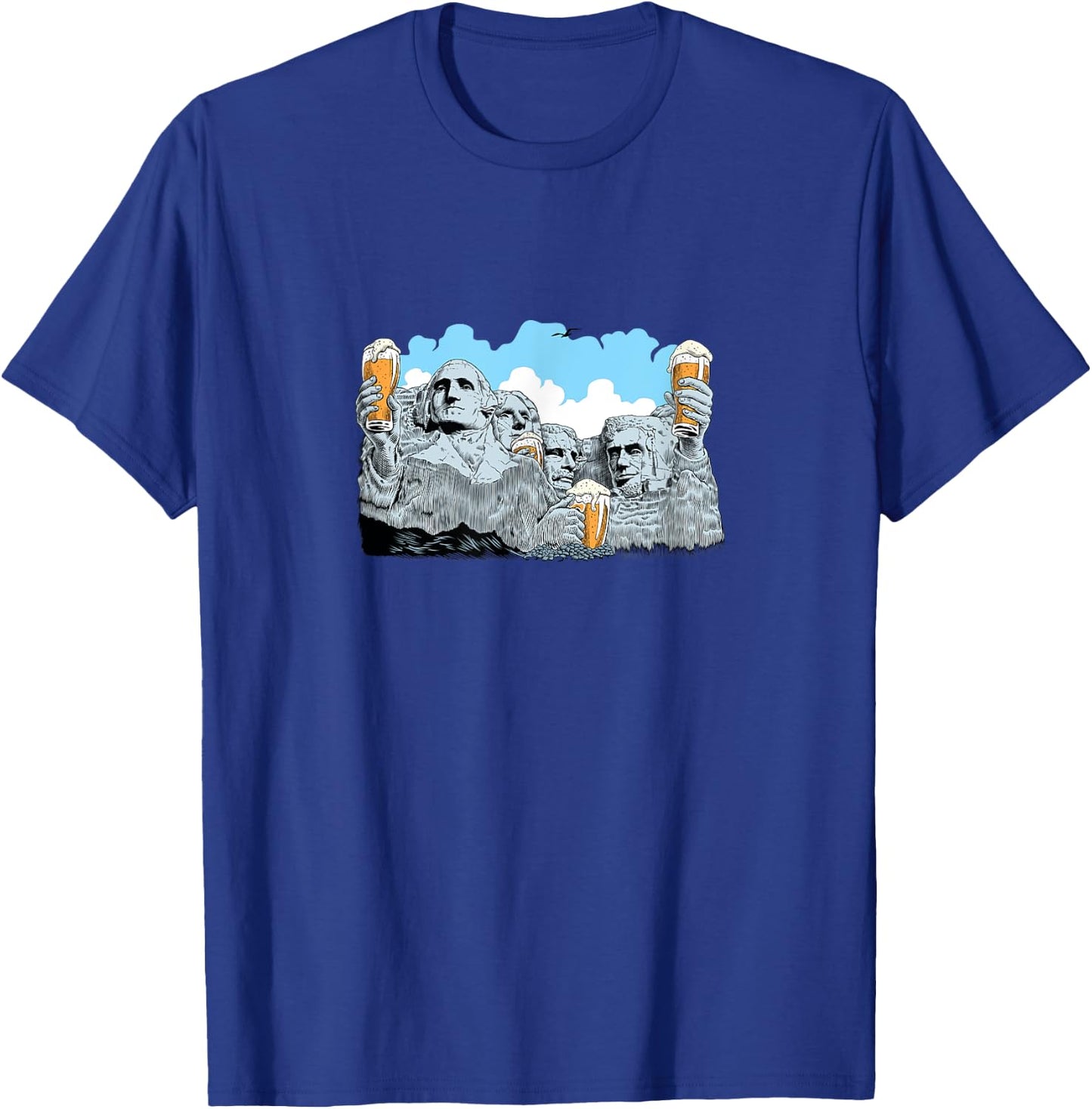 Mt Rushmore Presidents Beer Cheers T-Shirt - T-Shirt | Royal