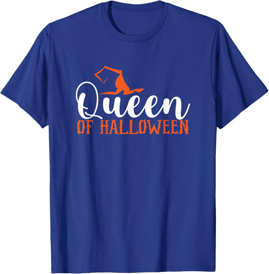 Queen Of Halloween Funny Witch Hat T-Shirt - T-Shirt | Royal