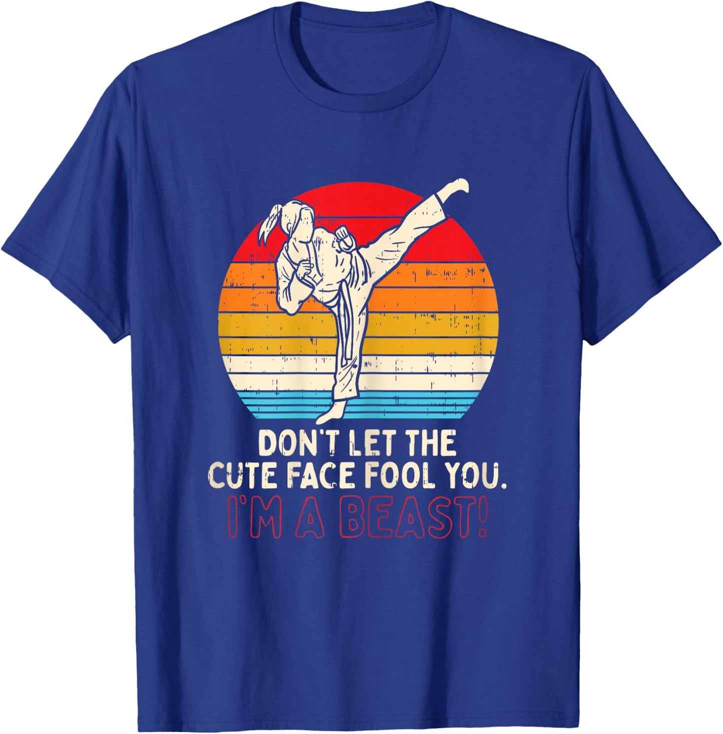 BoredKoalas Dont Let Cute Face Fool You Girl Taekwondo Kick Karate Gift T-Shirt - T-Shirt | Royal