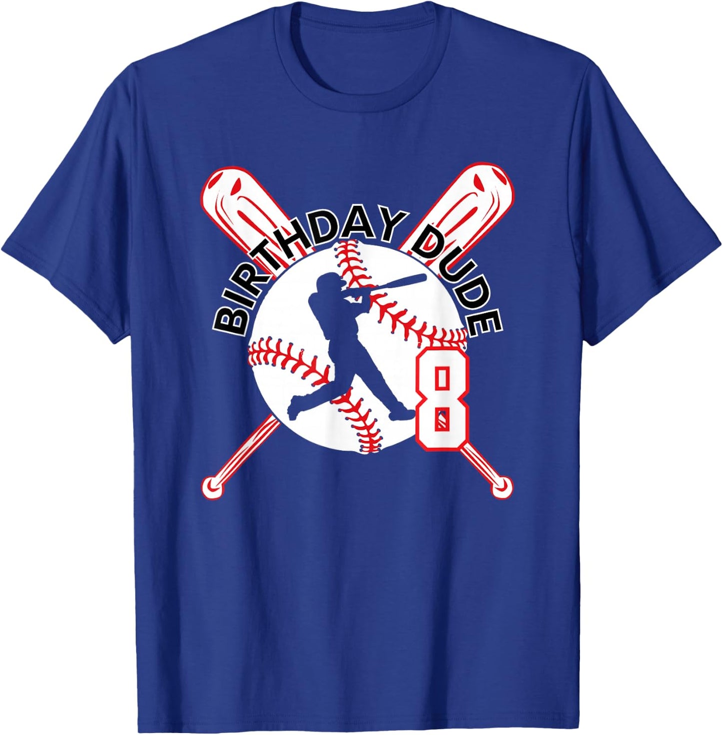8 Year Old Baseball Guy 8th Birthday T-Shirt - T-Shirt | Royal