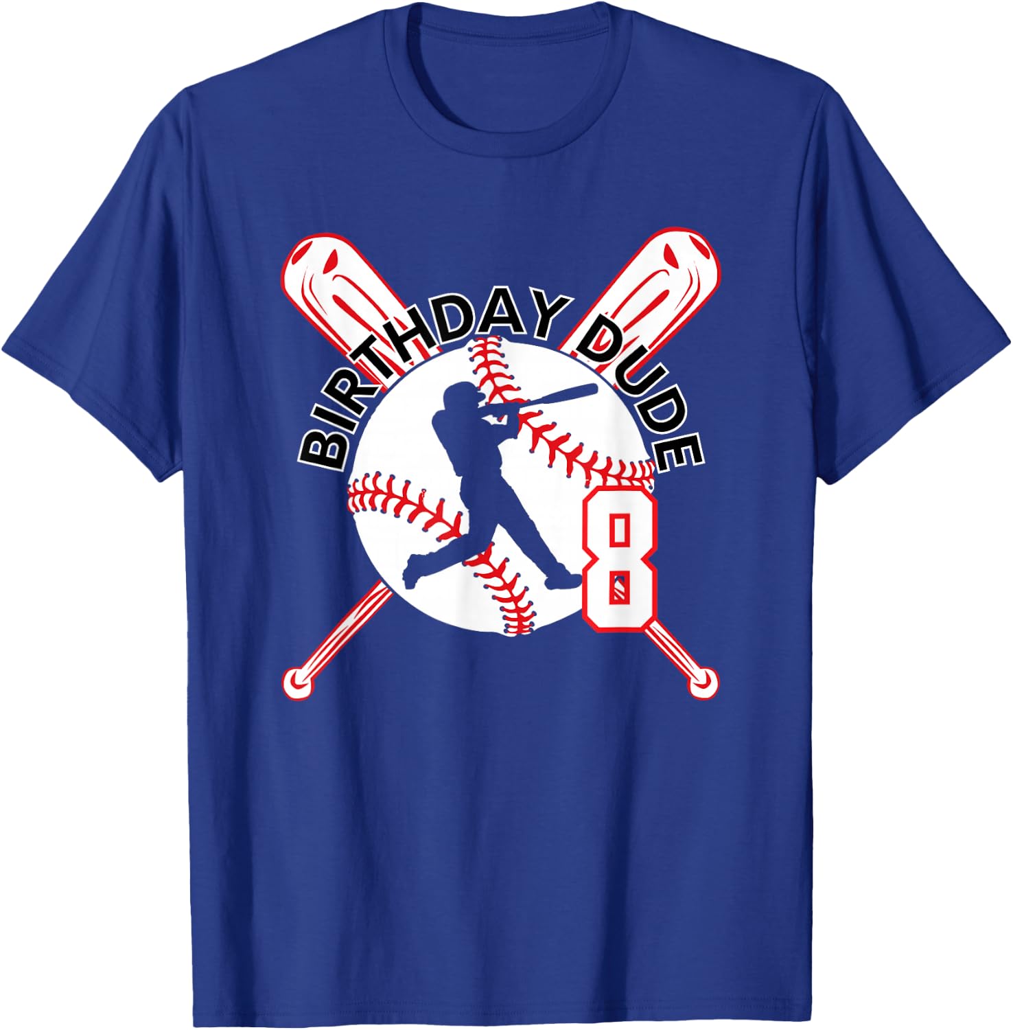 8 Year Old Baseball Guy 8th Birthday T-Shirt - T-Shirt | Royal