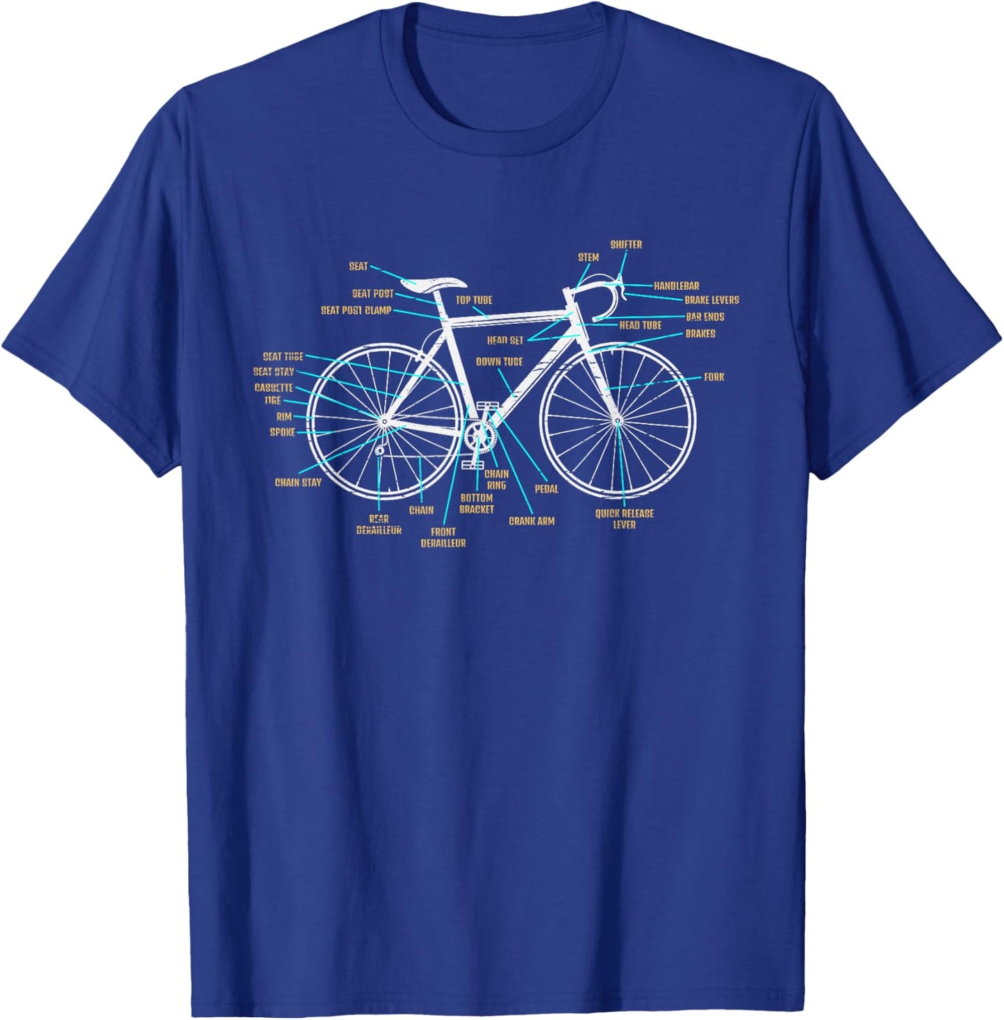 Bicycle Anatomy Road Bike Cycling T-Shirt - T-Shirt | Royal