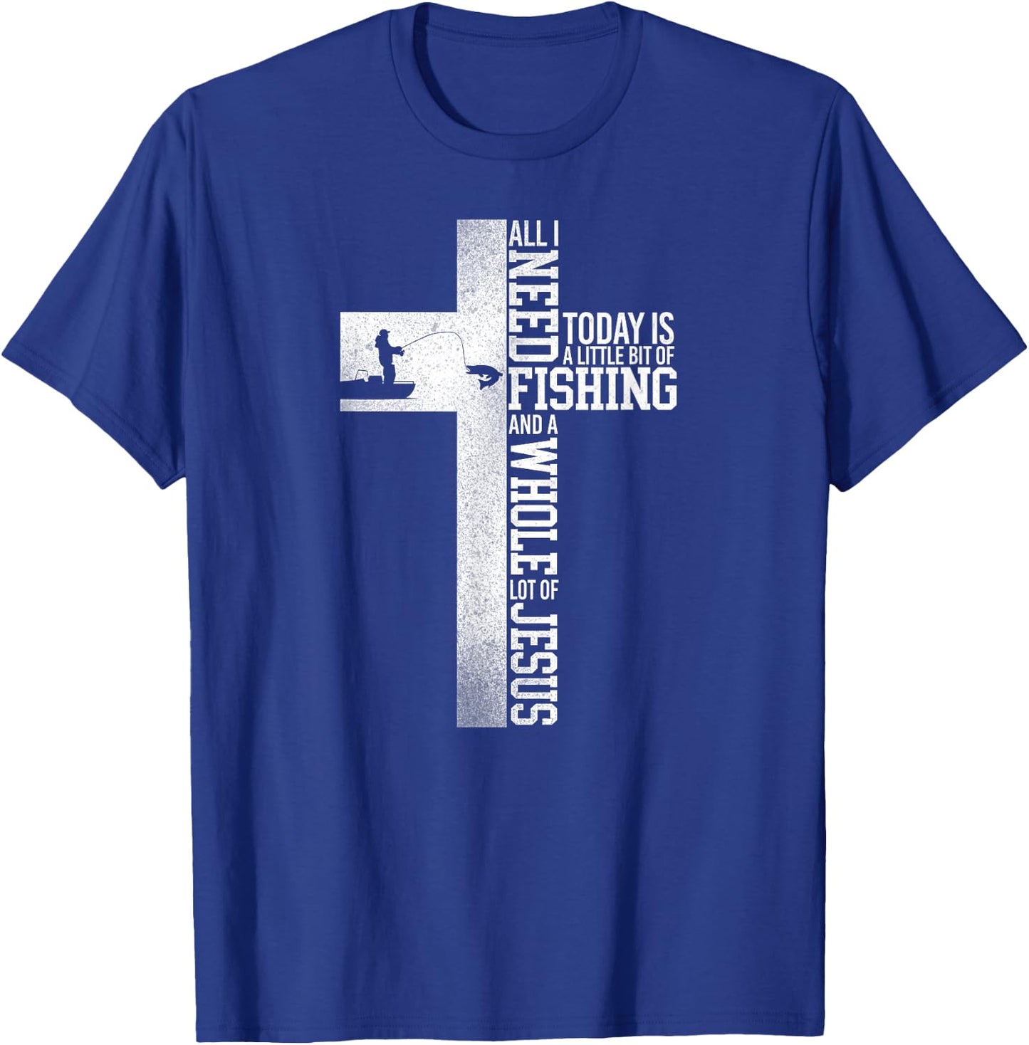Fishing Faith Jesus Cross T-Shirt - T-Shirt | Royal