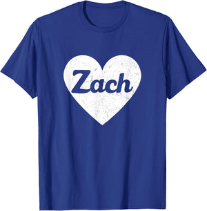 I Heart Zach - First Names And Hearts, I Love Zach T-Shirt - T-Shirt | Royal