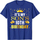 It's My Son's 10th Birthday Happy Birthday 10 Years Old T-Shirt - T-Shirt | Royal
