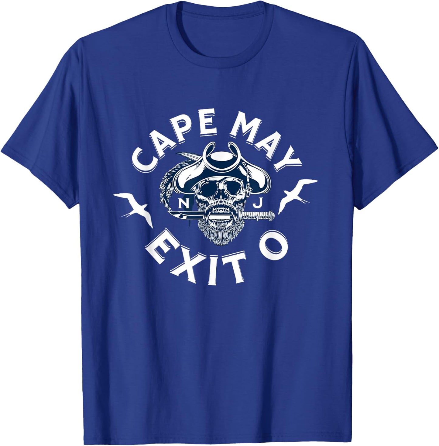 Cape May Exit 0 Pirate Face For New Jersey Beach Vacation T-Shirt - T-Shirt | Royal