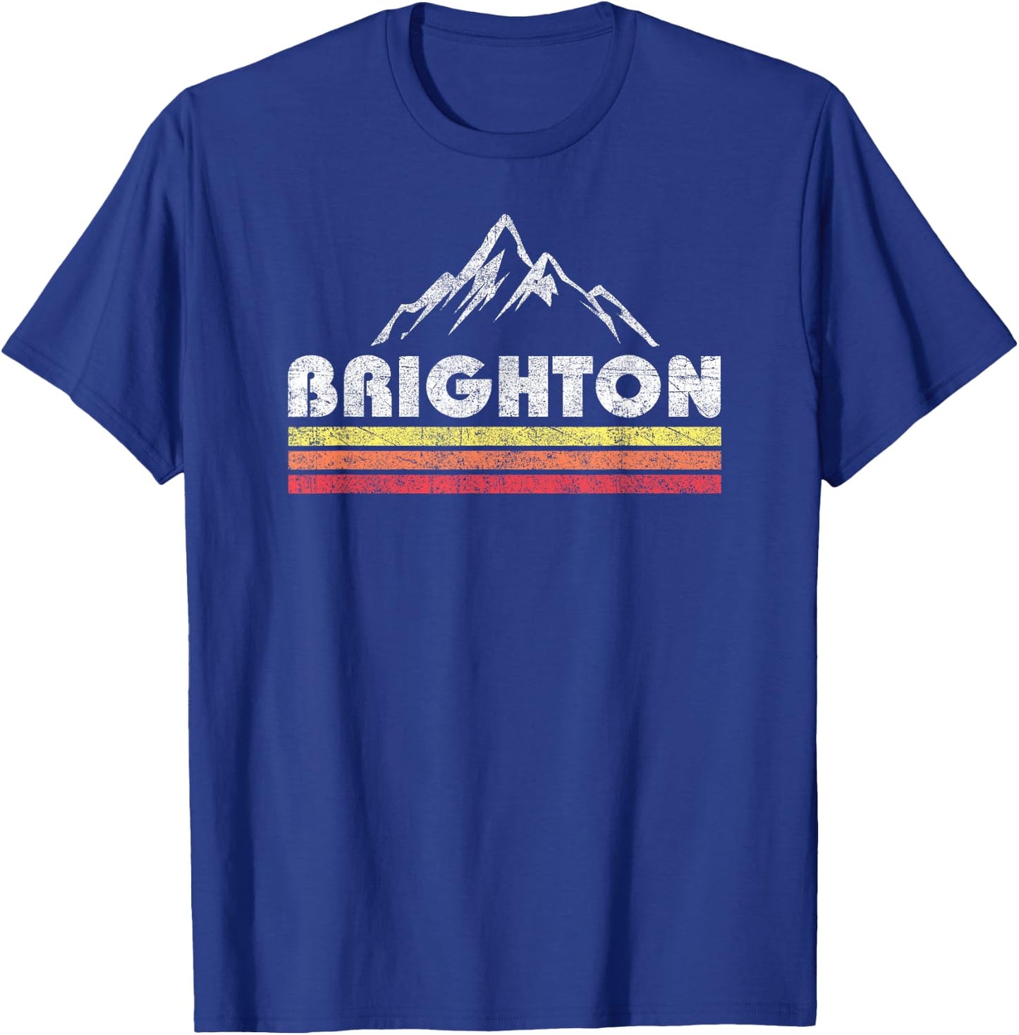 Vintage Retro Brighton Utah Mountain Faded Lines Ski T-Shirt - T-Shirt | Royal