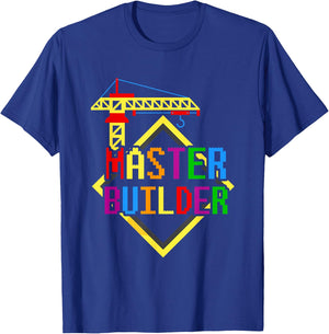 Master Builder Engineer Building Blocks Bricks Bricklayer T-Shirt - T-Shirt | Royal
