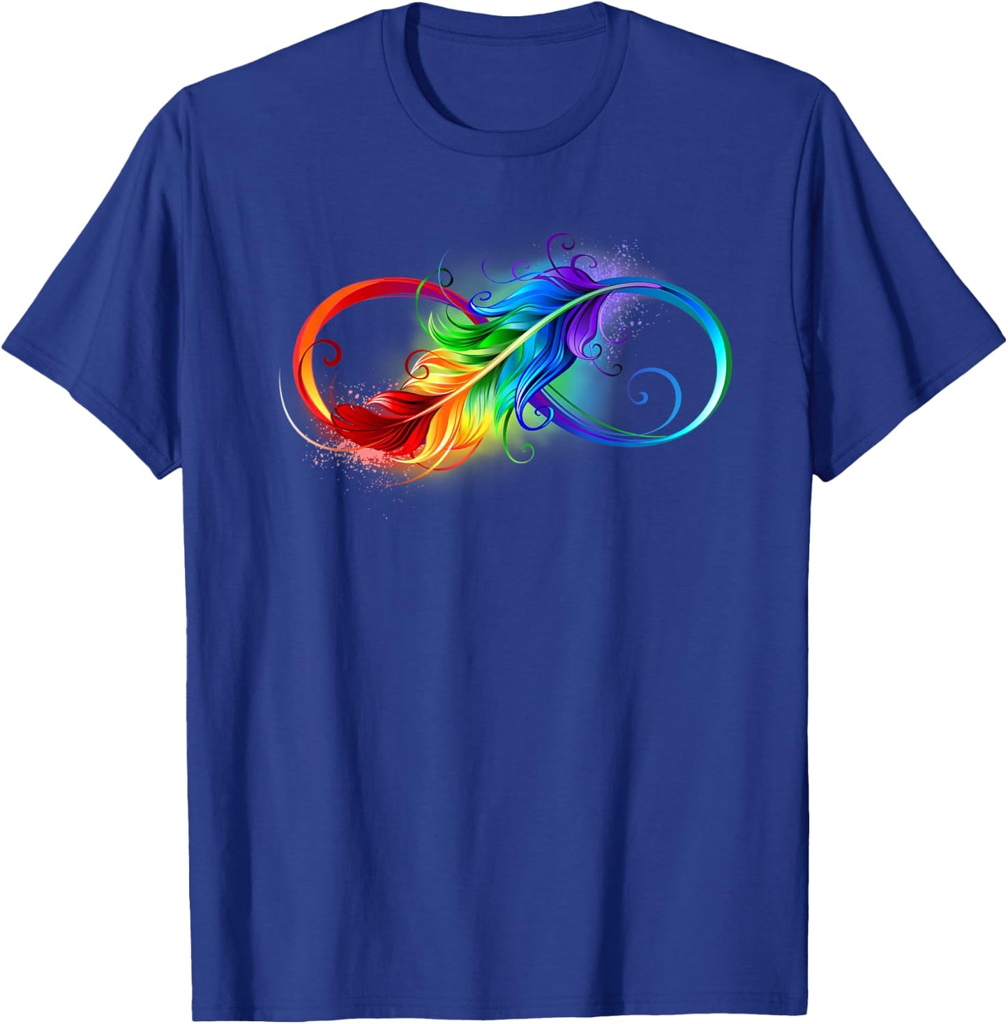 Rainbow Colorful Feather Infinity Symbol Sign T-Shirt - T-Shirt | Royal