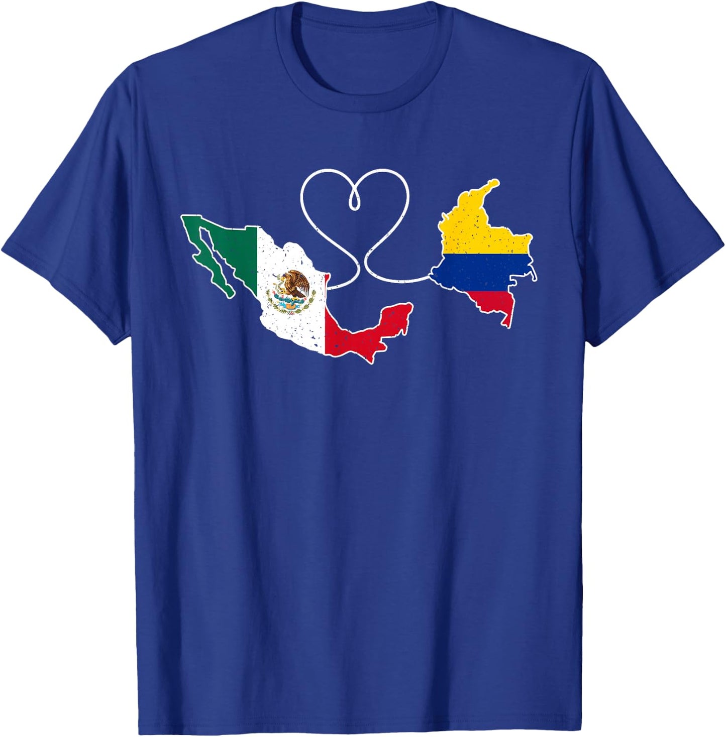 Half Colombian Half Mexican Map Mexico Colombia Flag Pride T-Shirt - T-Shirt | Royal