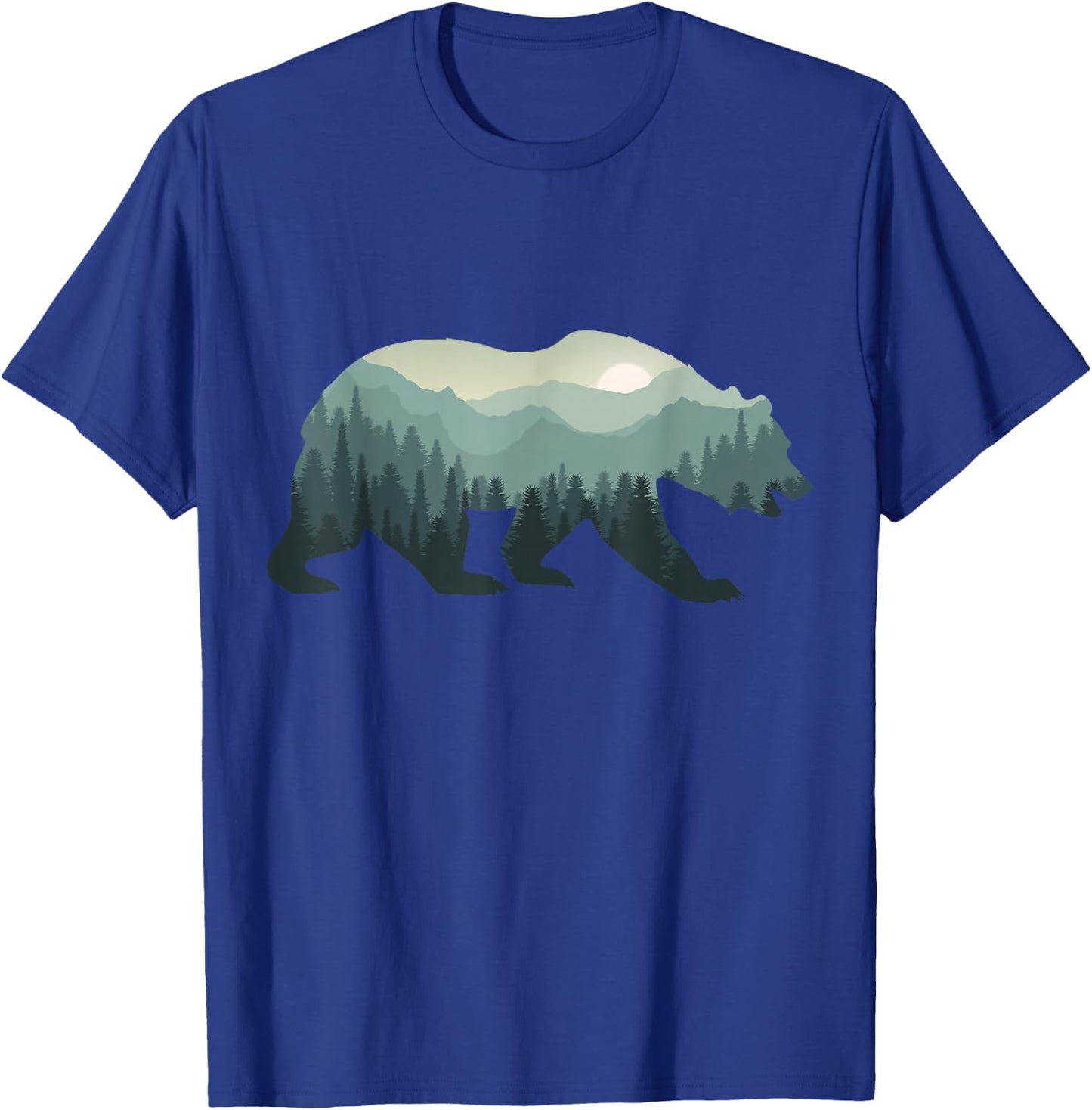 Misty Forest Bear Silhouette Wildlife Nature Lover T-Shirt - T-Shirt | Royal