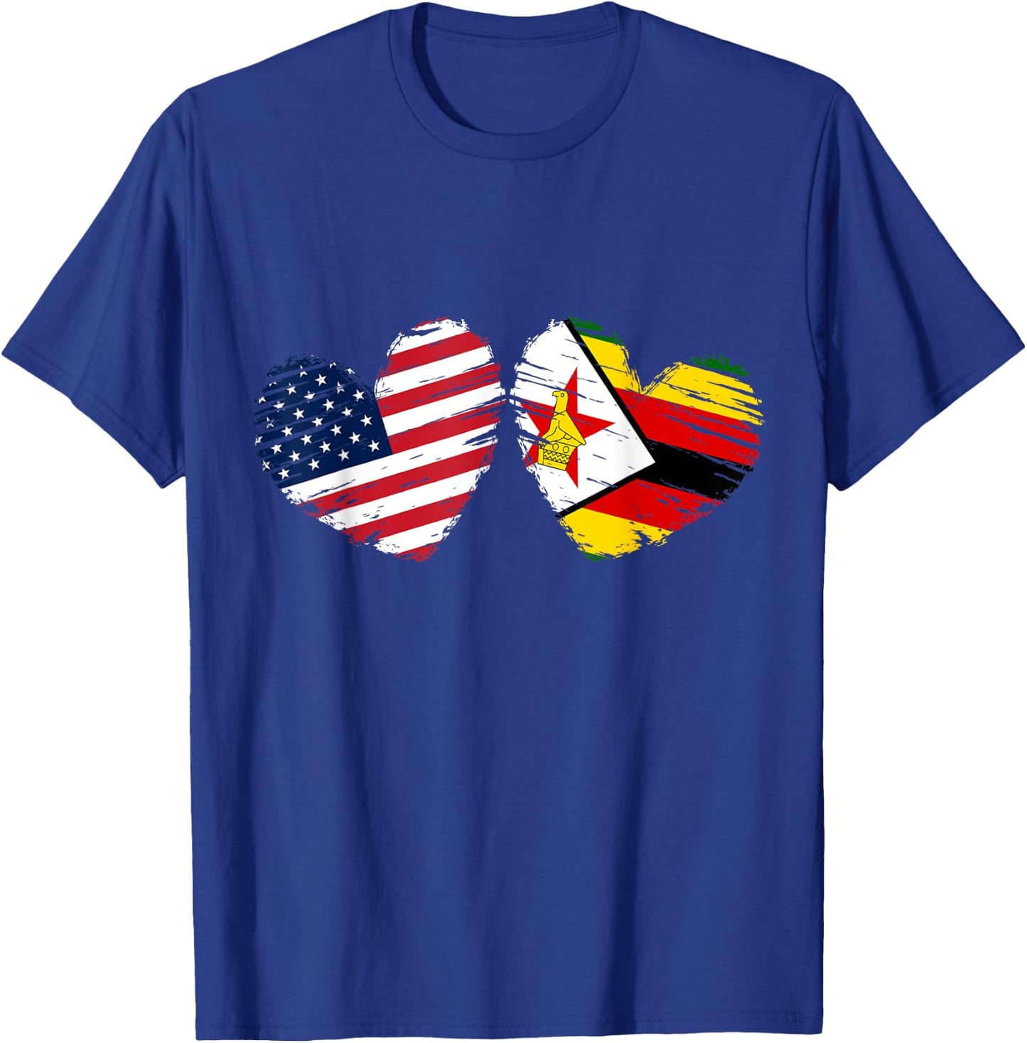 USA Zimbabwe Flag Heart Valentines Day Zimbabwean American T-Shirt - T-Shirt | Royal