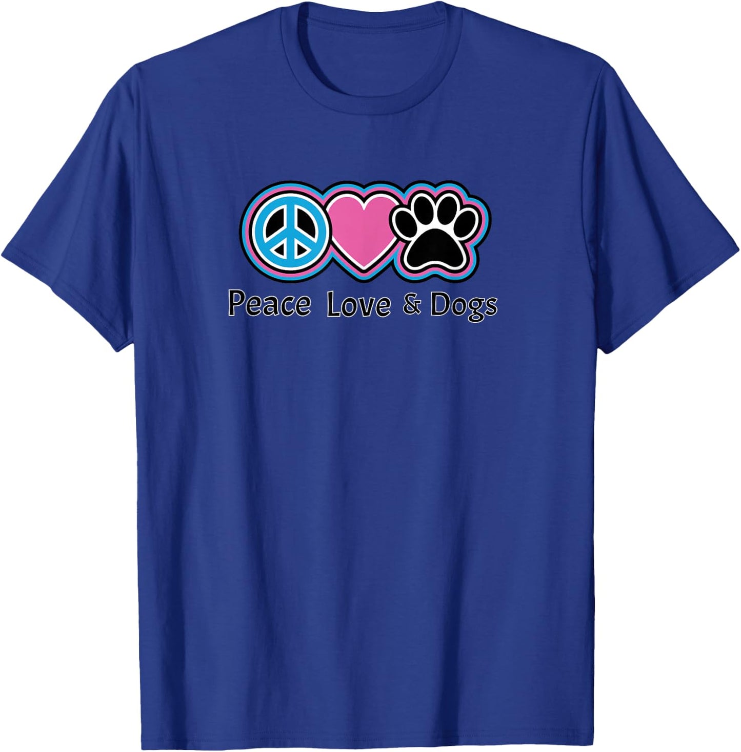 Peace Love & Dogs peace sign heart paw print dog lover T-Shirt - T-Shirt | Royal