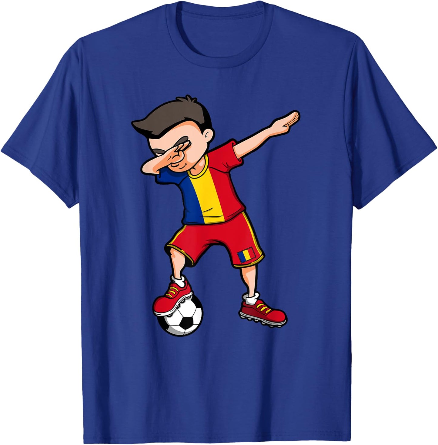 Dabbing Soccer Boy Romania Football Fan Jersey Romanian Flag T-Shirt - T-Shirt | Royal