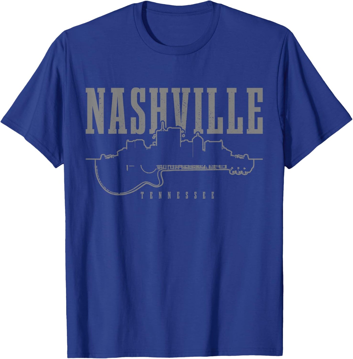 Nashville Tennessee Country Music City Skyline Guitar T-Shirt - T-Shirt | Royal