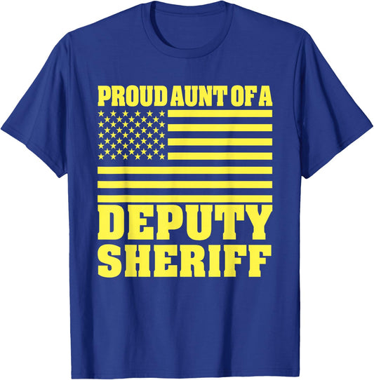 Proud Aunt Of A Deputy Sheriff American Flag T-Shirt - T-Shirt | Royal