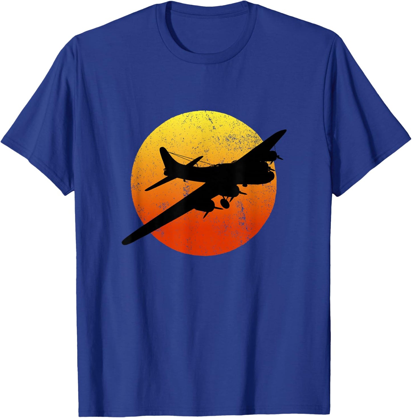 B-17 Flying Fortress Silhouette Sunset WW2 Airplane WWII B17 T-Shirt - T-Shirt | Royal