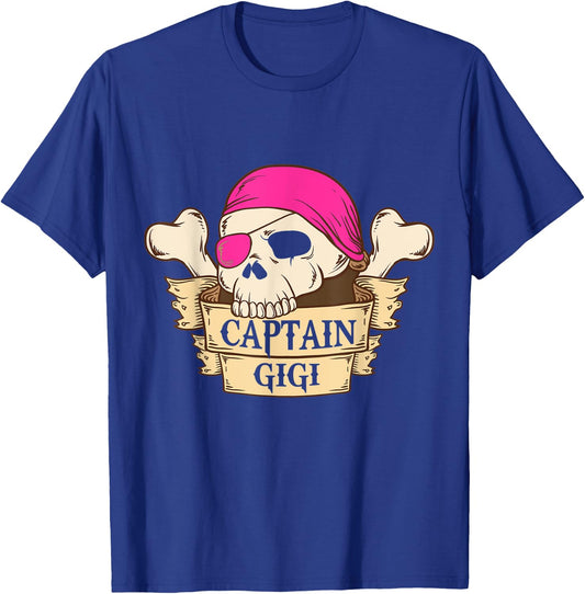 Captain Gigi Pirate Halloween Grandma Gift T-Shirt - T-Shirt | Royal
