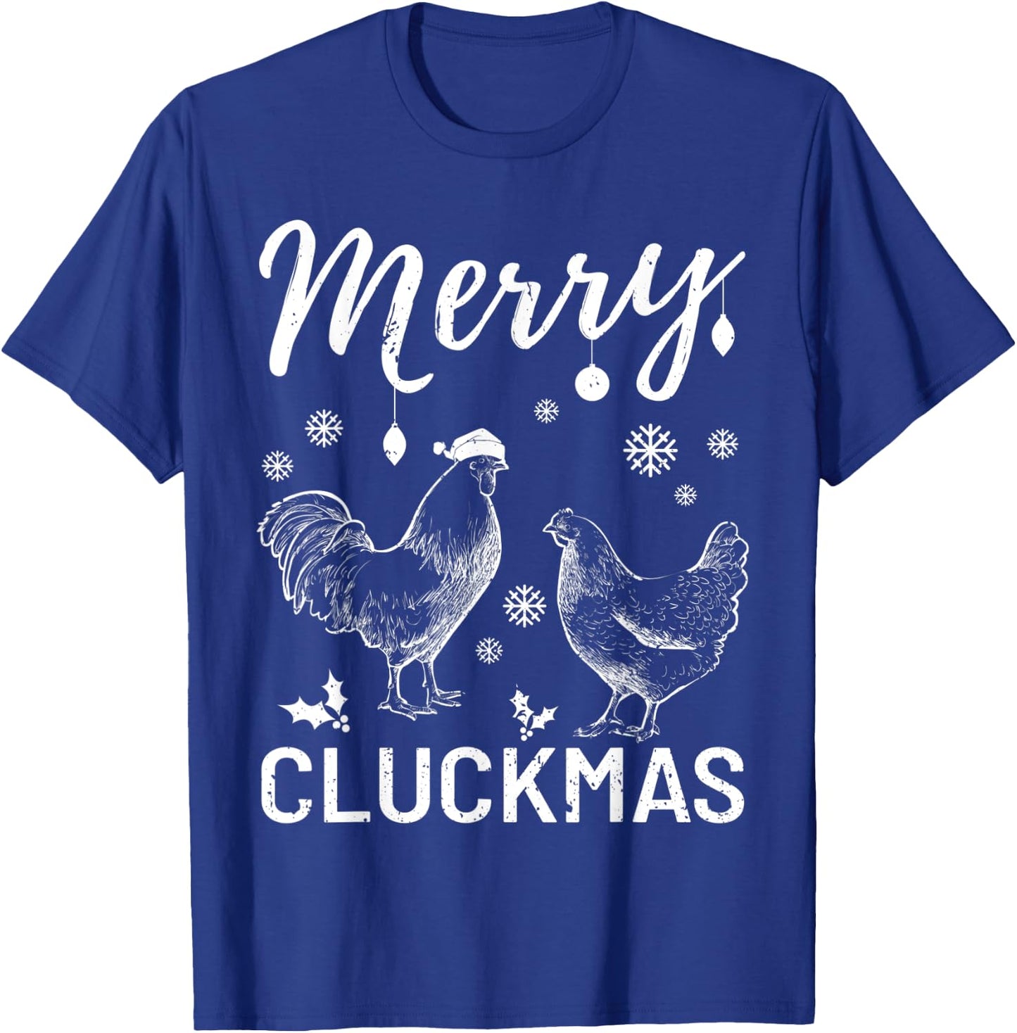 Merry Cluckmas Funny Christmas Xmas Chicken Vintage Pajama T-Shirt - T-Shirt | Royal