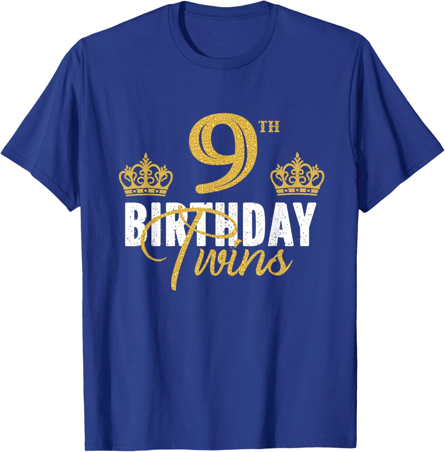 9th Birthday Twins 9 Years Old Party Idea For Boy And Girl T-Shirt - T-Shirt | Royal