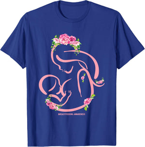 Breastfeeding Awareness Flowers - Normalize Breastfeeding T-Shirt - T-Shirt | Royal
