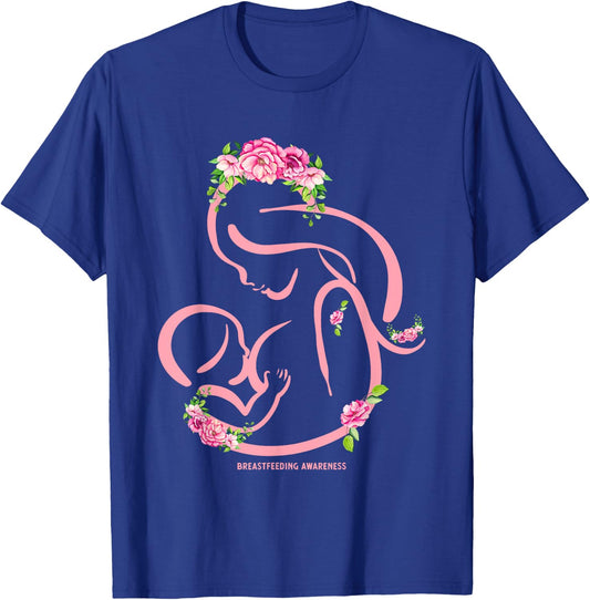 Breastfeeding Awareness Flowers - Normalize Breastfeeding T-Shirt - T-Shirt | Royal
