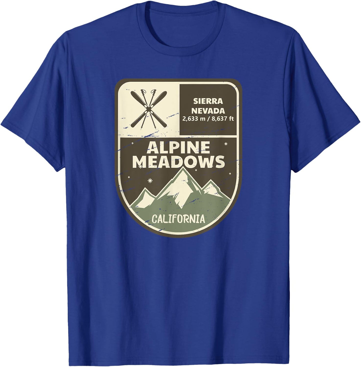 Alpine Meadows California Vintage T-Shirt - T-Shirt | Royal