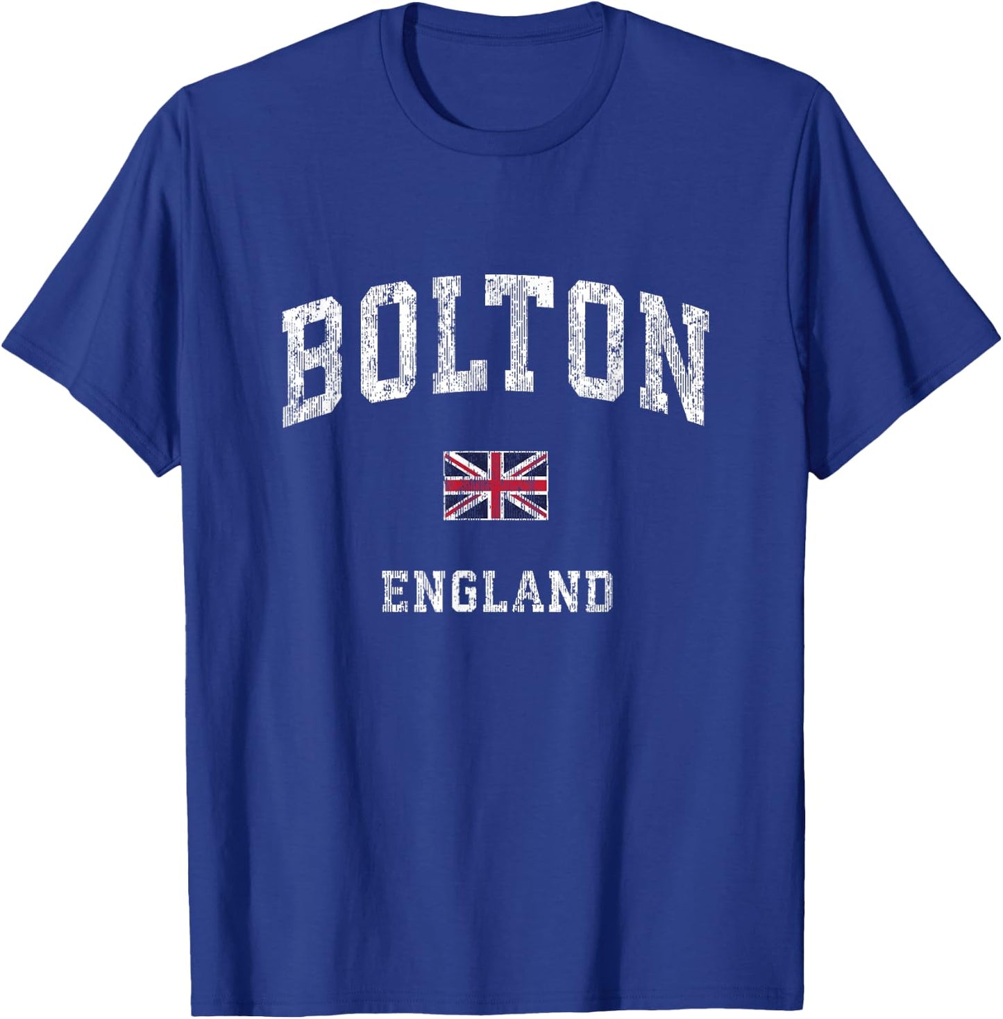 Bolton England Vintage Athletic Sports Design T-Shirt - T-Shirt | Royal
