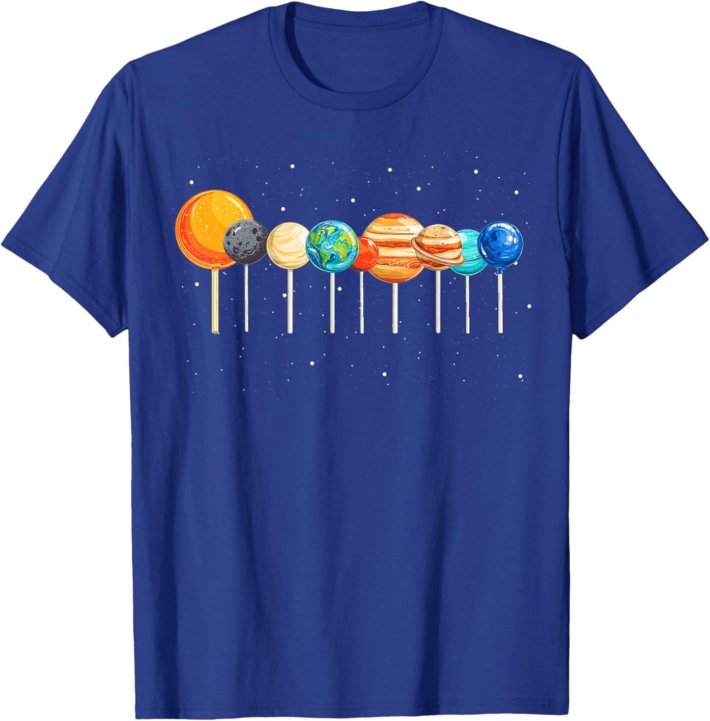 Kids Solar System Space Astronaut Lollipops Planet Boy Girl T-Shirt - T-Shirt | Royal