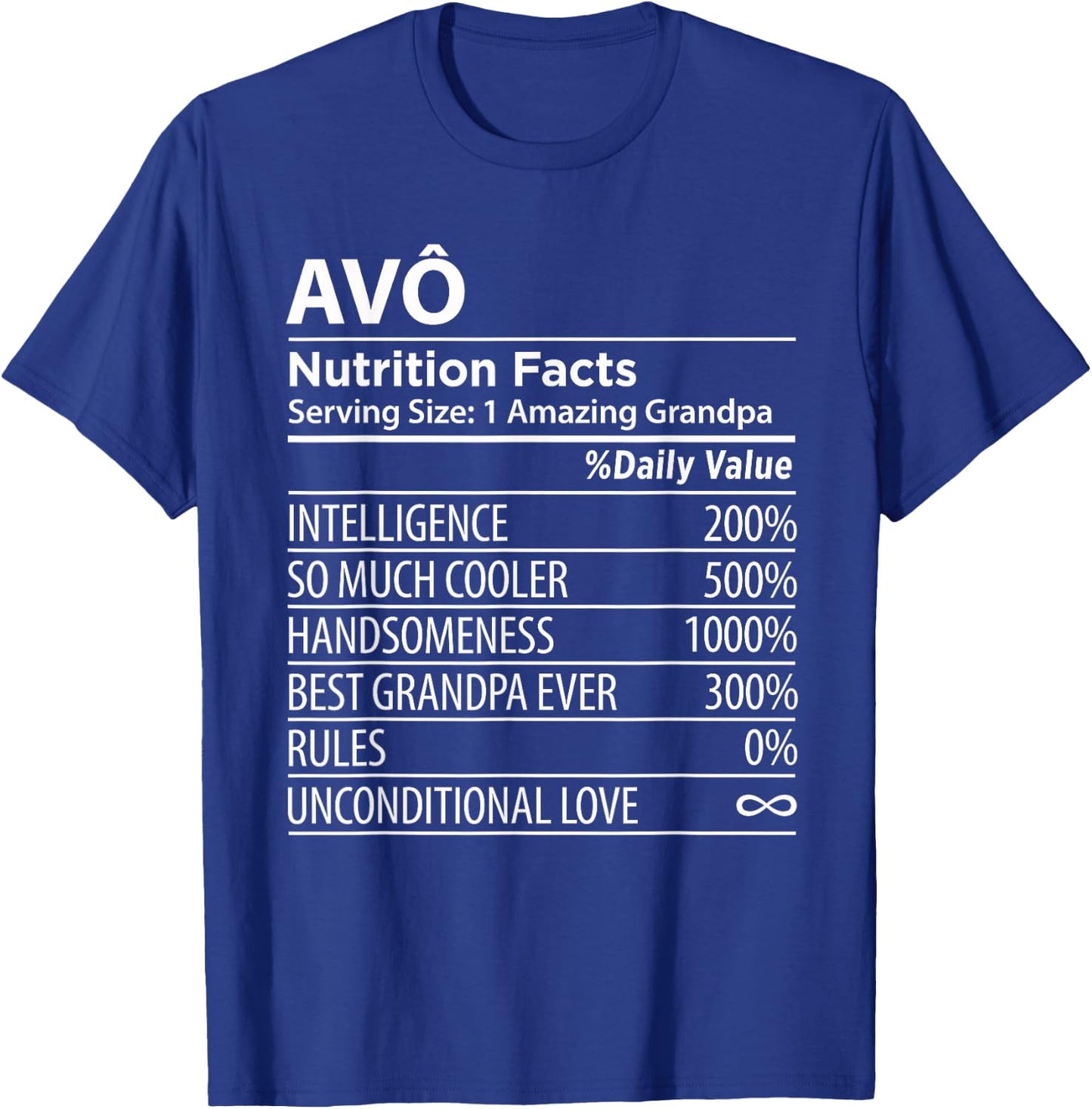 Avo Nutrition Facts | Funny Portuguese Grandpa T-Shirt - T-Shirt | Royal