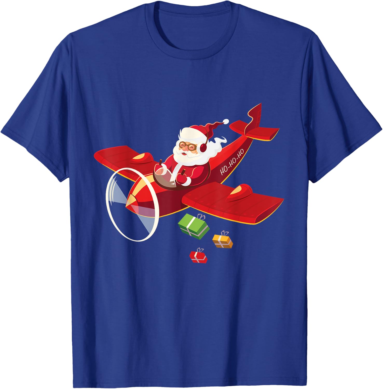 Christmas Santa Claus Pilot Flying Airplane Gift T-Shirt - T-Shirt | Royal