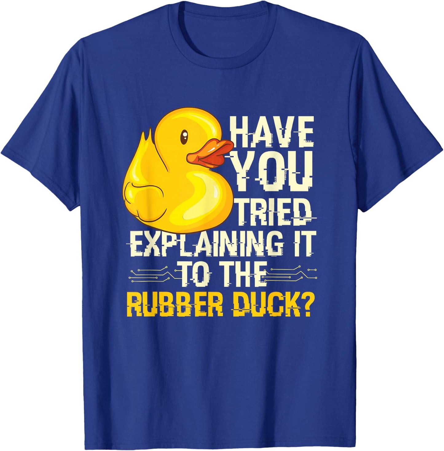 Programmer Designs & Co. by mb. Funny Rubber Duck Debugging - Men's Adults Black Cotton Short Sleeve Classic Fit - Small T-Shirt - T-Shirt | Royal
