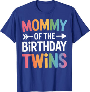 Mommy Of The Birthday Twins Twin Mom Family Matching T-Shirt - T-Shirt | Royal