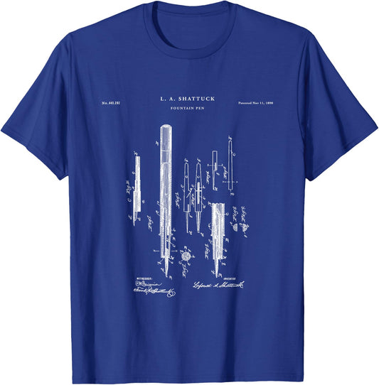 Fountain Pen Patent - Artist T-Shirt - T-Shirt | Royal