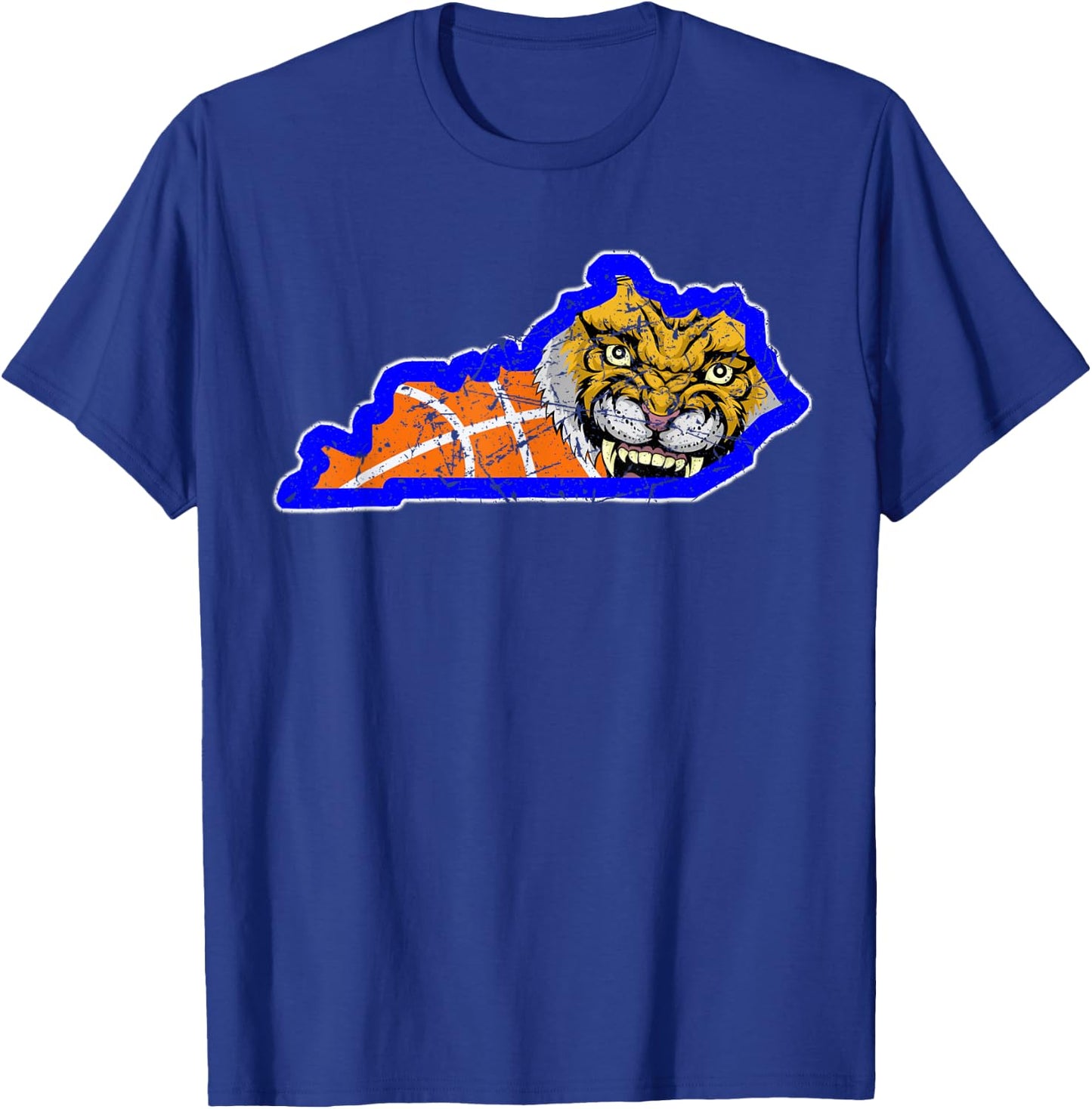Vintage Worn State of Kentucky Basketball State Shape T-Shirt - T-Shirt | Royal