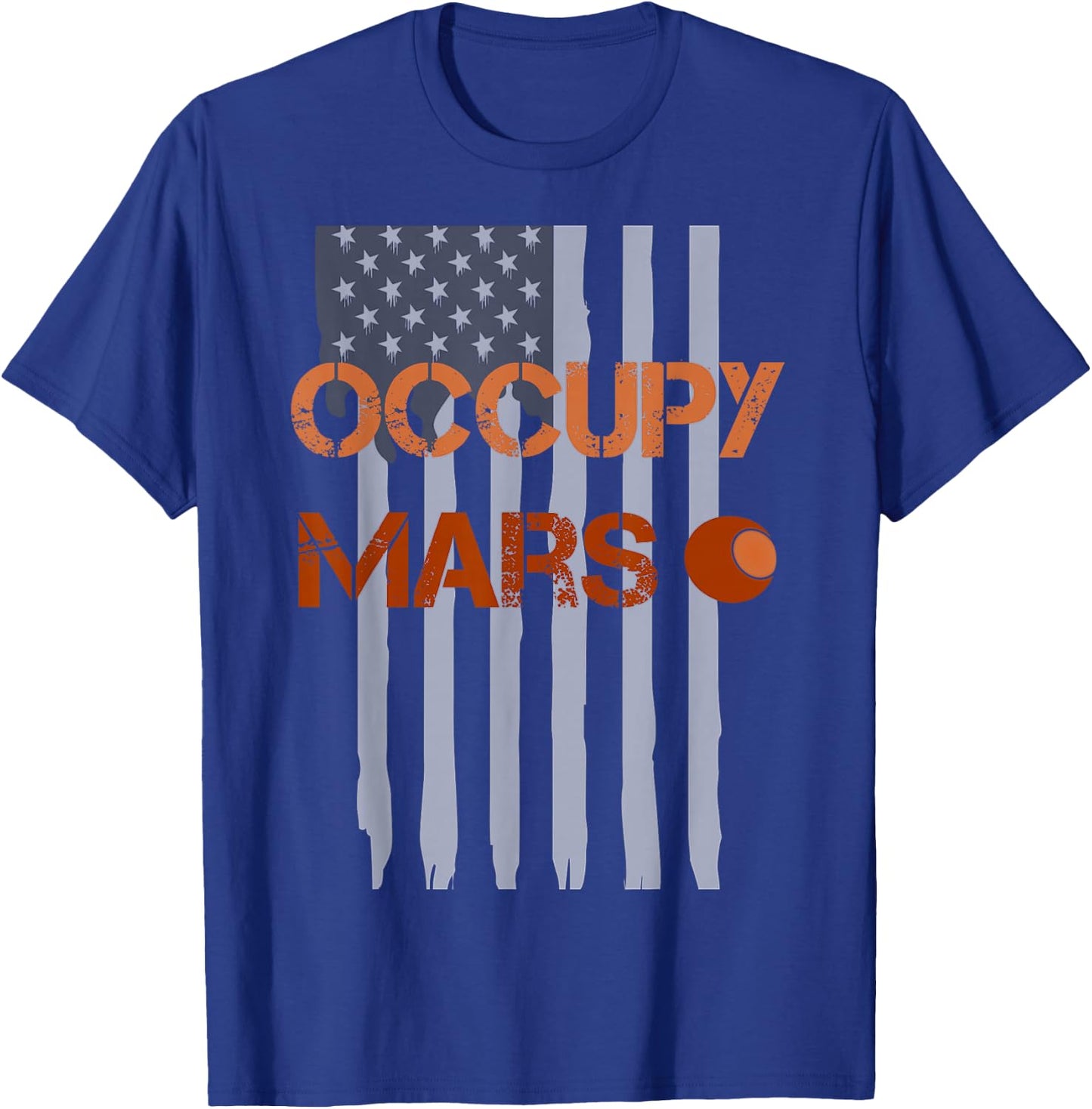 Occupy Mars Rocket scientist to conquer planets USA Flag T-Shirt - T-Shirt | Royal