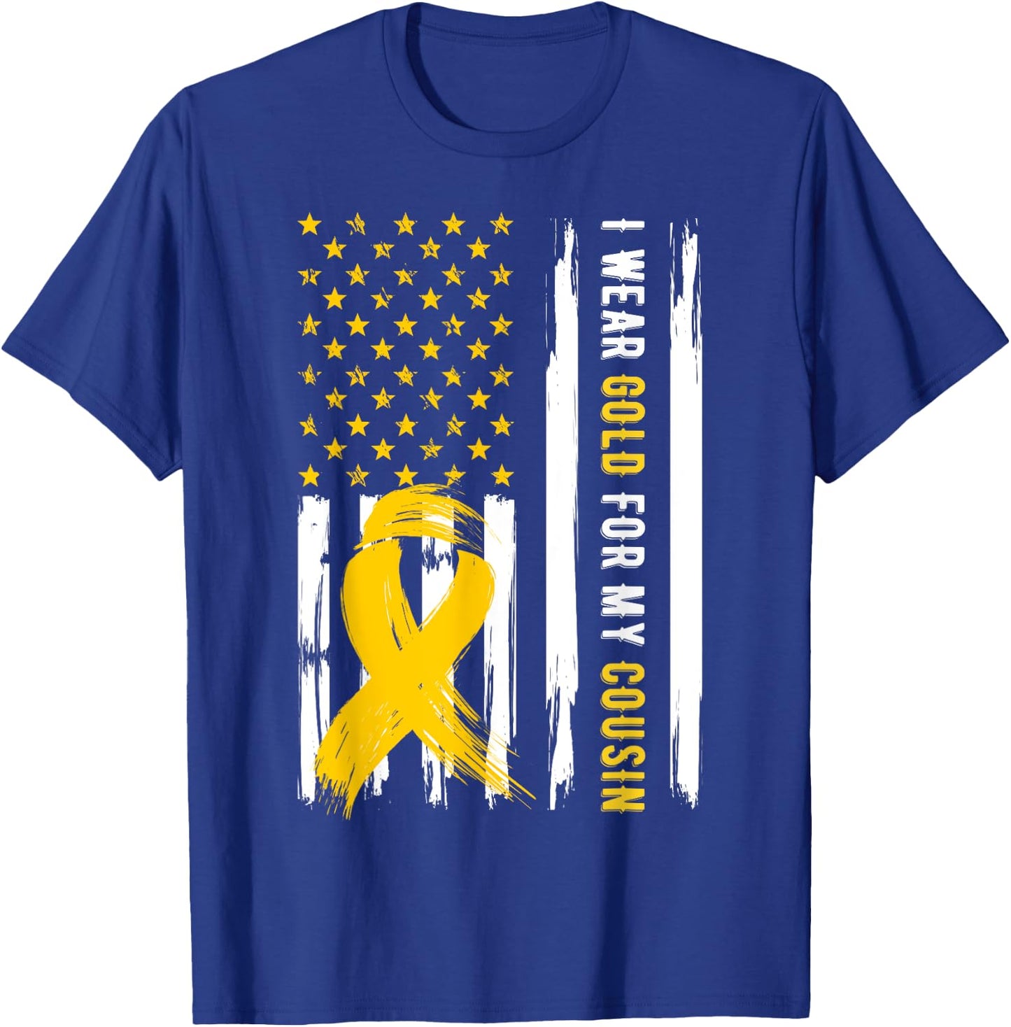 I Wear Gold For My Cousin Childhood Cancer Awareness T-Shirt - T-Shirt | Royal