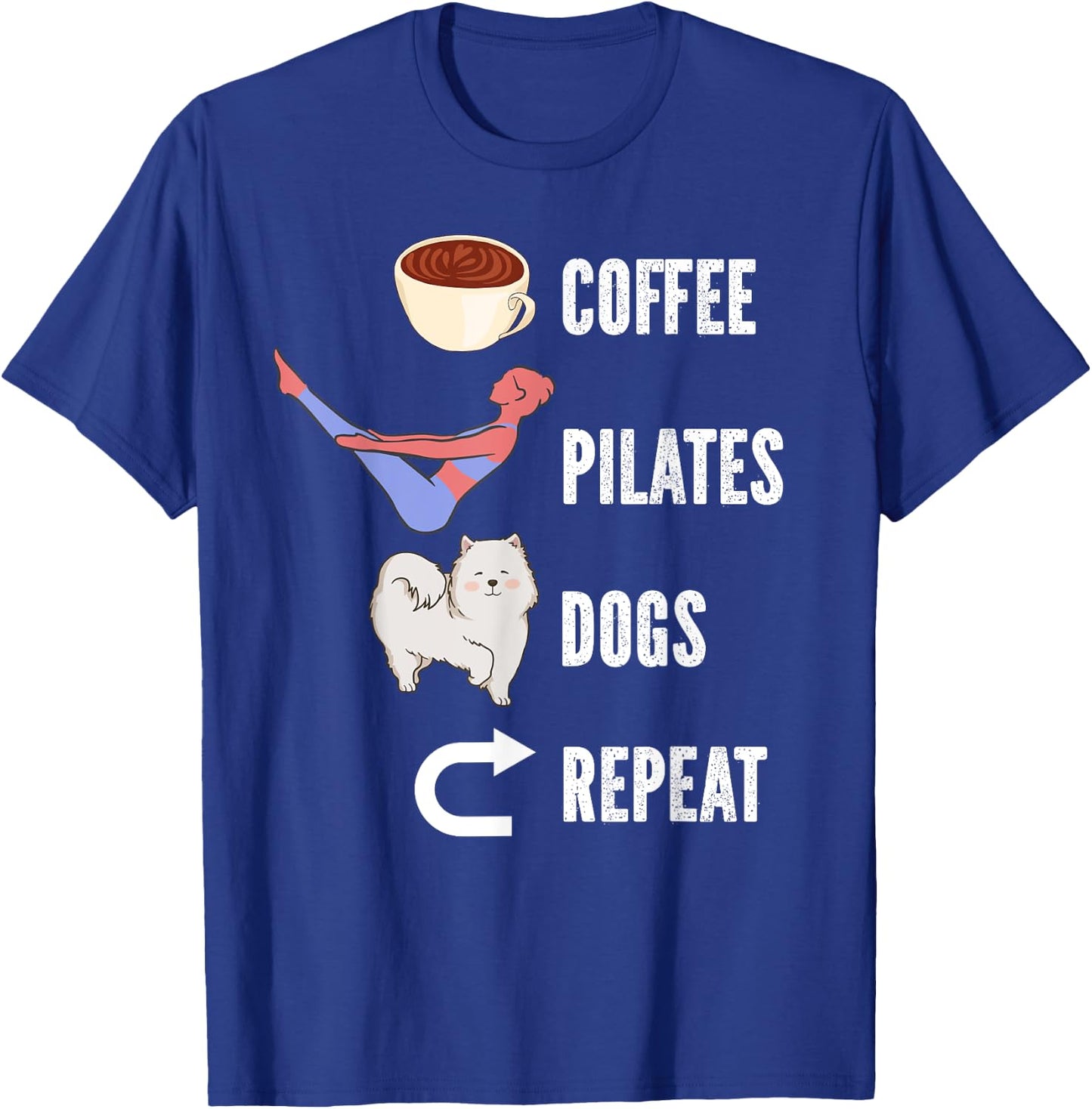 Coffee Pilates Dogs Repeat Design For Dog And Pilates Lovers Women Girls Kids T-Shirt - T-Shirt | Royal