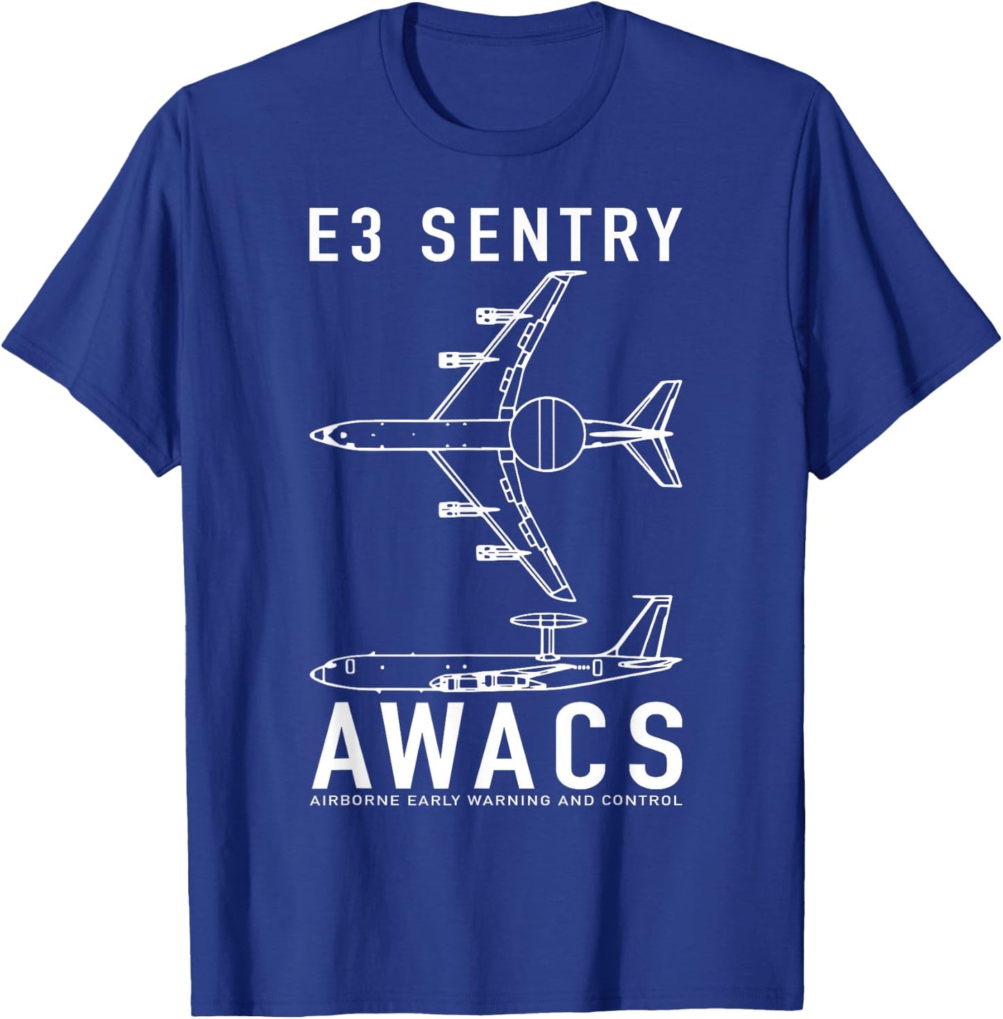 E-3 Sentry AWACS Aircraft Blueprint Schematic Diagrams T-Shirt - T-Shirt | Royal