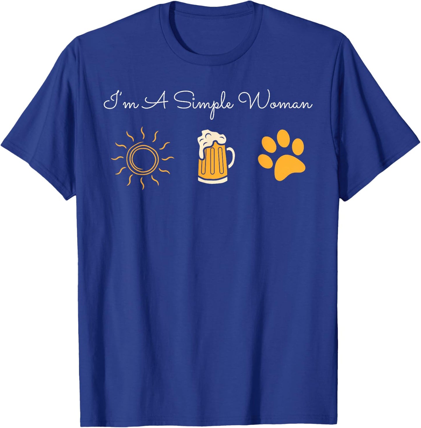 I'm A Simple Woman Sunshine Craft Beer Dog Owner Paw Summer T-Shirt - T-Shirt | Royal